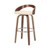 Homezia 26" Cream And Brown Faux Leather And Solid Wood Swivel Low Back Counter Height Bar Chair