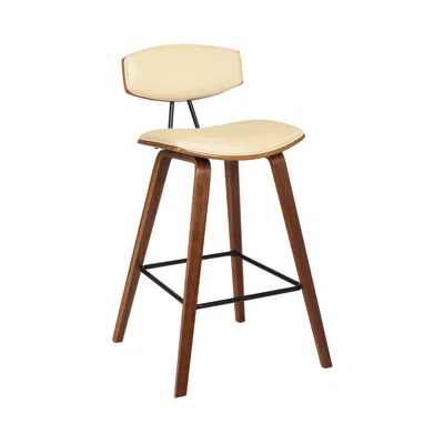 Homezia 26" Cream And Brown Iron Low Back Counter Height Bar Chair