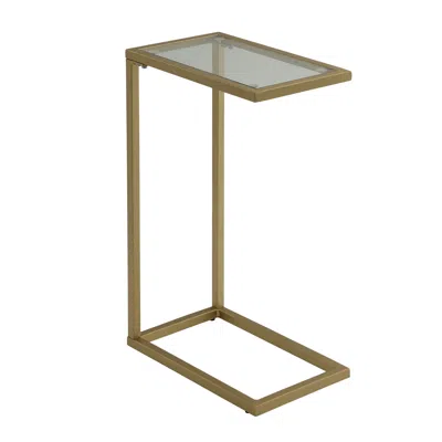 Homezia 26" Gold And Clear Glass Rectangular End Table