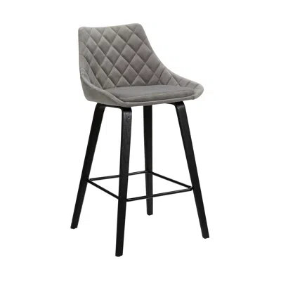 Homezia 26" Gray And Black Iron Counter Height Bar Chair
