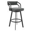 Homezia 26" Gray And Black Iron Swivel Low Back Counter Height Bar Chair