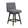 Homezia 26" Gray And Black Solid Wood Swivel Counter Height Bar Chair