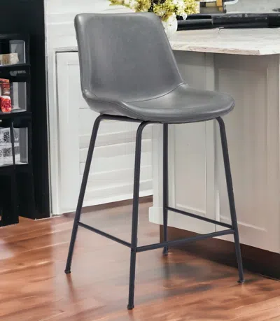Homezia 26" Gray And Black Steel Low Back Counter Height Bar Chair