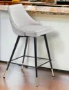 Homezia 26" Gray And Black Steel Low Back Counter Height Bar Chair