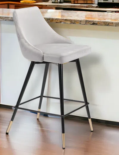 Homezia 26" Gray And Black Steel Low Back Counter Height Bar Chair