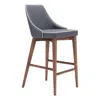 Homezia 26" Gray And Brown Solid Wood Low Back Counter Height Bar Chair