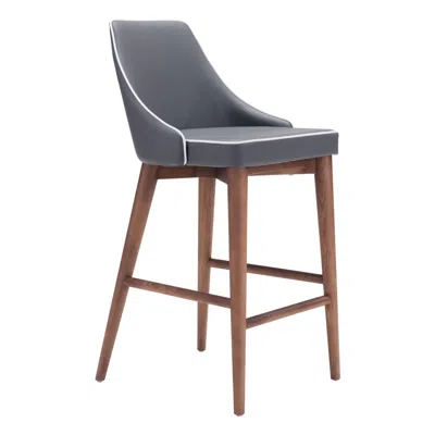 Homezia 26" Gray And Brown Solid Wood Low Back Counter Height Bar Chair