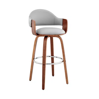 Homezia 26" Gray And Brown Swivel Low Back Counter Height Bar Chair In Orange