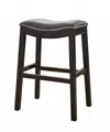 Homezia 26" Gray And Espresso Faux Leather And Solid Wood Backless Counter Height Bar Chair