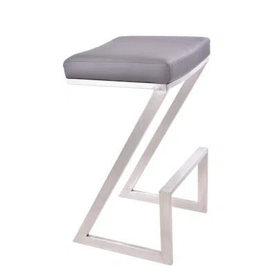 Homezia 26" Gray And Silver Iron Backless Counter Height Bar Chair