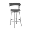 Homezia 26" Gray And Silver Iron Swivel Backless Counter Height Bar Chair