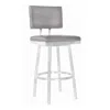 Homezia 26" Light Gray And Silver Iron Swivel Counter Height Bar Chair