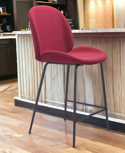 Homezia 26" Red And Black Steel Low Back Counter Height Bar Chair