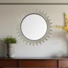Homezia 26" Round Grey Wood Frame Wall Mirror