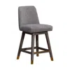Homezia 26" Taupe And Gray Upholstered And Solid Wood Swivel Counter Height Bar Chair