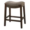 Homezia 26" Taupe And Wood Brown Fabric And Solid Wood Backless Counter Height Bar Chair