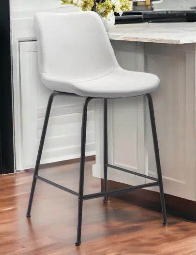Homezia 26" White And Black Steel Low Back Counter Height Bar Chair