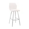 Shop Homezia 26" White And Silver Faux Leather And Iron Counter Height Bar Chair