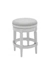Homezia 26" White Fabric And Solid Wood Swivel Backless Counter Height Bar Chair