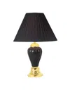 Homezia 27" Black And Gold Ceramic Urn Table Lamp With Black Empire Shade