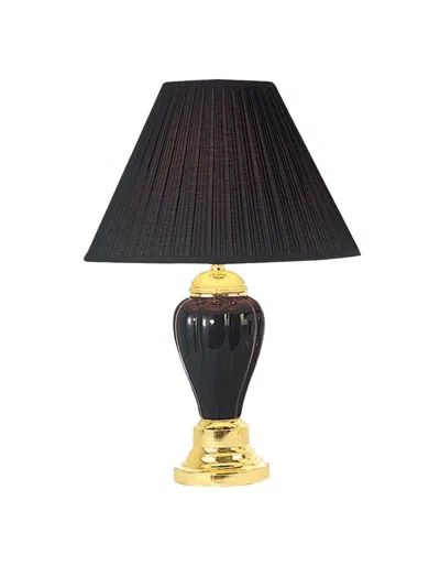 Homezia 27" Black And Gold Ceramic Urn Table Lamp With Black Empire Shade