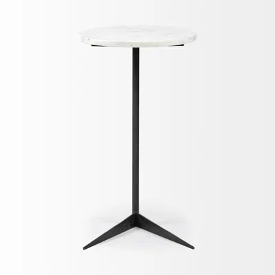 Homezia 27" Black And White Marble Round End Table