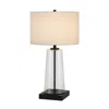 Homezia 27" Black Glass Table Lamp With White Drum Shade