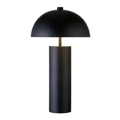 Homezia 27" Black Metal Table Lamp With Black Dome Shade