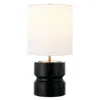 Homezia 27" Black Metal Table Lamp With White Drum Shade