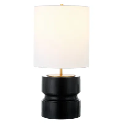 Homezia 27" Black Metal Table Lamp With White Drum Shade