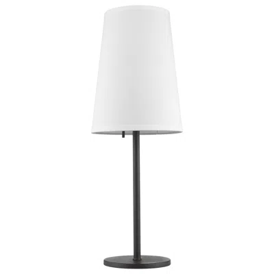 Homezia 27" Black Metal Table Lamp With White Empire Shade