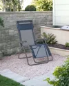 Homezia 27" Blue Metal Outdoor Zero Gravity Chair With Blue Cushion