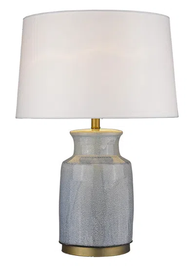 Homezia 27" Brass Metal Table Lamp With White Empire Shade In Brown