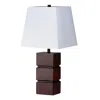 Homezia 27" Brown Bedside Table Lamp With White Shade