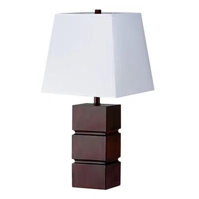 Homezia 27" Brown Bedside Table Lamp With White Shade In Black