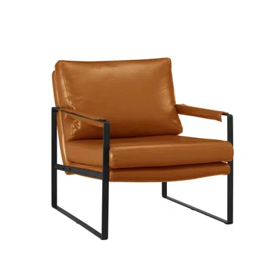 Homezia 27" Brown Faux Leather And Black Arm Chair