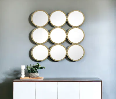 Homezia 27" Champagne Abstract Framed Accent Mirror In Gold