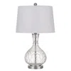 Homezia 27" Clear Metal Round Table Lamp With White Shade