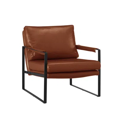 Homezia 27" Dark Brown Faux Leather And Black Arm Chair