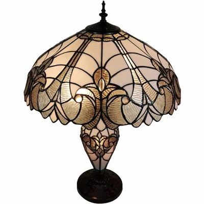 Homezia 27" Dark Brown Metal Two Light Candlestick Table Lamp With Beige Shade