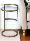 Homezia 27" Gold And Clear Glass Round End Table
