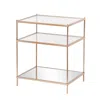 Homezia 27" Gold Glass And Iron Square Mirrored End Table With Shelf