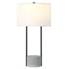 Homezia 27" Gray And Black Concrete Table Lamp With White Drum Shade