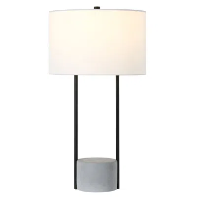 Homezia 27" Gray And Black Concrete Table Lamp With White Drum Shade In Multi