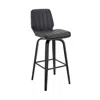 Homezia 27" Gray And Black Faux Leather And Iron Swivel Counter Height Bar Chair