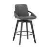 Homezia 27" Gray And Black Faux Leather Swivel Low Back Bar Height Bar Chair