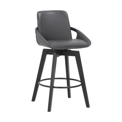 Homezia 27" Gray And Black Faux Leather Swivel Low Back Bar Height Bar Chair In Animal Print