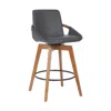 Homezia 27" Gray And Brown Iron Swivel Counter Height Bar Chair