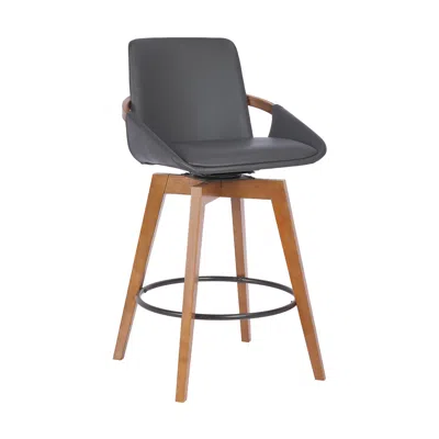 Homezia 27" Gray And Brown Iron Swivel Counter Height Bar Chair