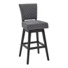 Homezia 27" Gray And Espresso Solid Wood Swivel Counter Height Bar Chair